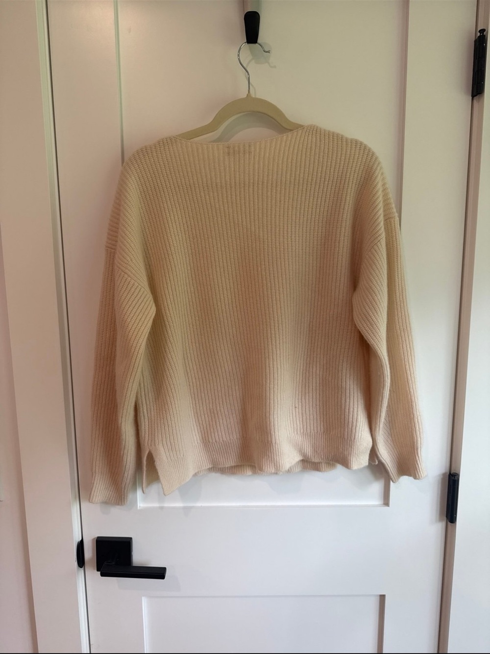 JCrew Cream V-Neck Ribbed Knit Sweater - Picture 3 of 4